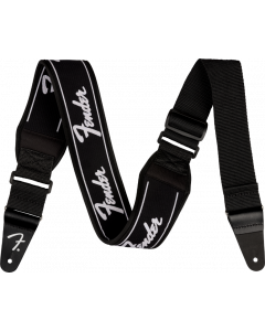 Fender Swell Neoprene Running Logo Guitar Strap, 2.5" Wide, Black