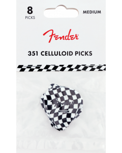 Genuine Fender Wavy Checkerboard 351-Shape Guitar Picks, Medium, 8-Pack