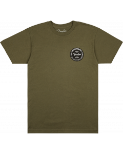 Genuine Fender Stratocaster 70th Anniversary Badge Tee, Olive, 2XL, XX-Large