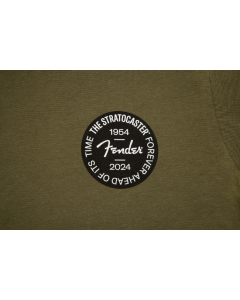 Genuine Fender Stratocaster 70th Anniversary Badge Tee, Olive, 2XL, XX-Large