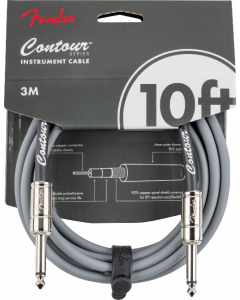 Fender Contour Series Guitar/Instrument Cable, Straight, 10' ft, Inca Silver