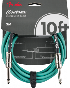 Fender Contour Series Guitar/Instrument Cable, Straight, 10' ft, Sherwood Green