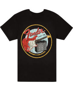 Genuine Fender 1946 Guitars & Amplifiers T-Shirt, Vintage Black, S, SMALL