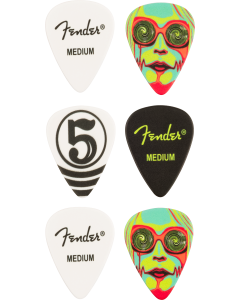 Genuine Fender John 5 Celluloid Guitar Picks, 351 Shape, Medium (6 Picks)