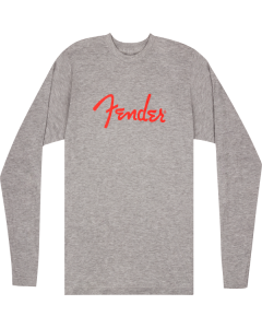  Genuine Fender Spaghetti Logo Long-Sleeve T-Shirt, Heather Gray, M, MEDIUM