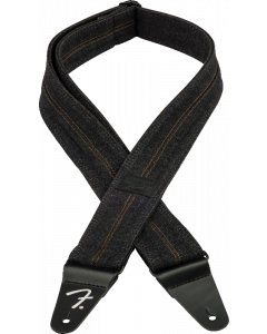 Fender x Wrangler Riveted Denim Guitar Strap, Washed Black Stitch