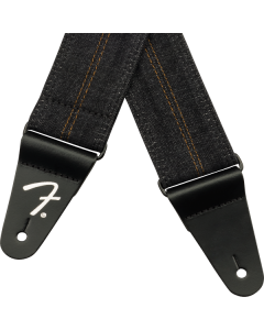 Fender x Wrangler Riveted Denim Guitar Strap, Washed Black Stitch