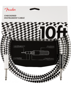 Genuine Fender Pro 10' ft Instrument/Guitar/Bass Cable, Woven  Checkered 