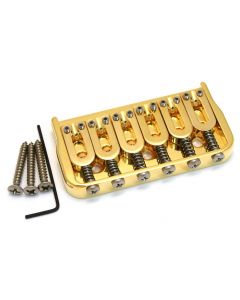 Hipshot 41065G 6-String Hardtail Fixed Electric Guitar Bridge .175" - GOLD