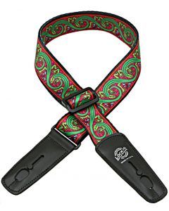 Lock-It Bob Masse Rock Art Leather End Guitar Strap- Green Lizards, LIS-033-BM3