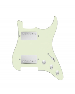 920D Custom Hipster Heaven HH Loaded Pickguard for Strat With Nickel Cool Kids Humbuckers, Mint Green Pickguard, and S3W-HH Wiring Harness