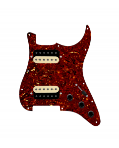 920D Custom Hot And Heavy HH Loaded Pickguard for Strat With Uncovered Roughneck Humbuckers, Tortoise Pickguard, and S3W-HH Wiring Harness