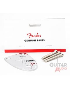 Genuine Fender 70s Vintage 3-Bolt F Stamped Logo Guitar Neck Plate - CHROME