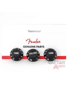 Genuine Fender Stratocaster/Strat Black Guitar Control Knobs - 2 Tone, 1 Volume