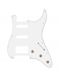 920D Custom HSS Pre-Wired Pickguard for Strat With A White Pickguard and S5W-HSS-PP Wiring Harness