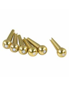 D'Andrea TP4T Acoustic Guitar Tone Pins Gold Brass Bridge Pin Set, White Dot