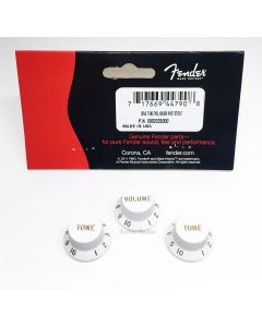 Genuine Fender Stratocaster/Strat White Control Guitar Knobs - 2 Tone, 1 Volume