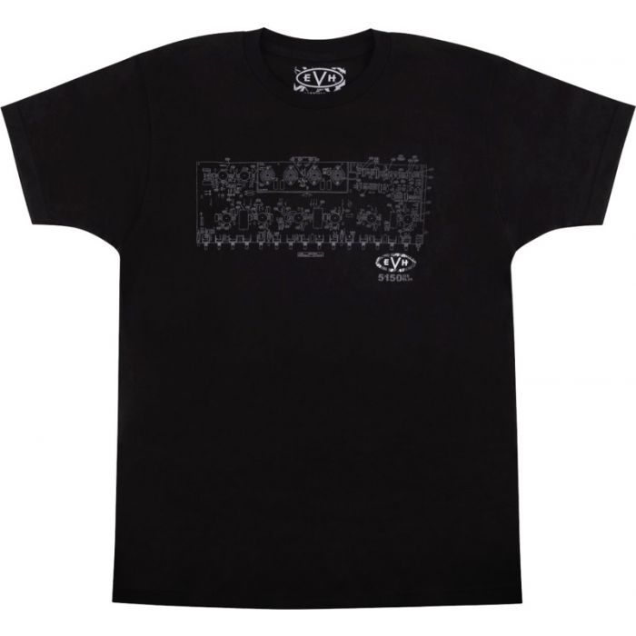 EVH Eddie Van Halen 5150 Schematic T-Shirt, Black, LARGE (L)