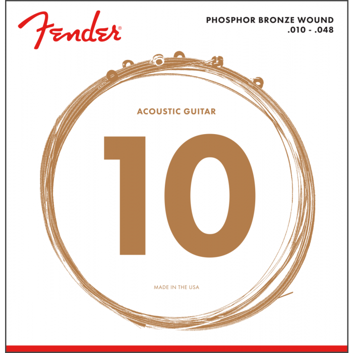 Fender Phosphor Bronze Acoustic Guitar Strings, Ball End, 60XL .010-.048 Gauges