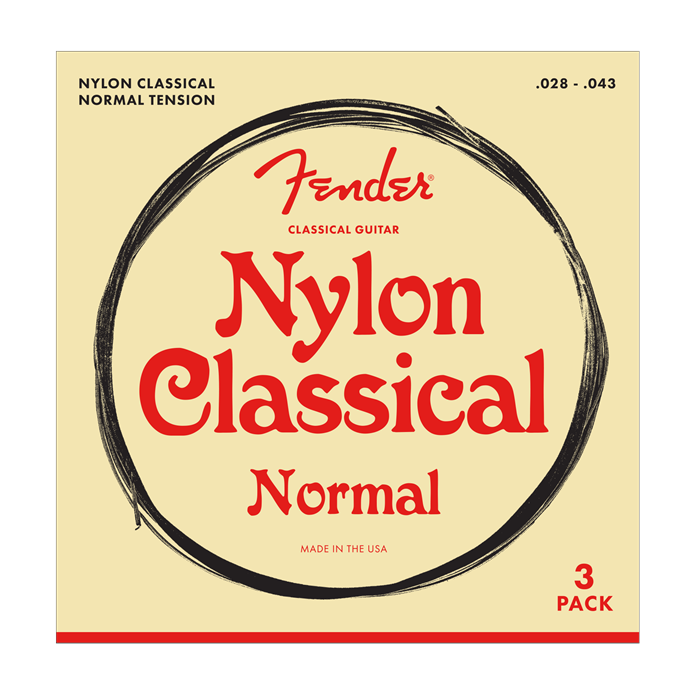 3-PACK Fender 100 Clear Nylon Tie End Classical Guitar Strings - MEDIUM 28-43
