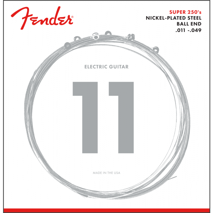 Fender Super 250M Nickel-Plated Steel Electric Guitar Strings Set - MEDIUM 11-49