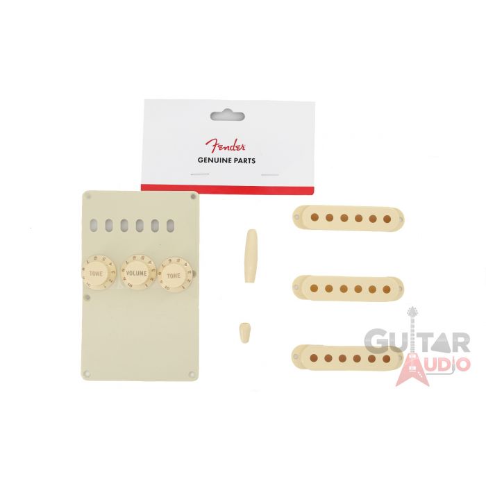 Genuine Fender Stratocaster Accessory Kit Back Plate, Knobs, Covers - Aged White
