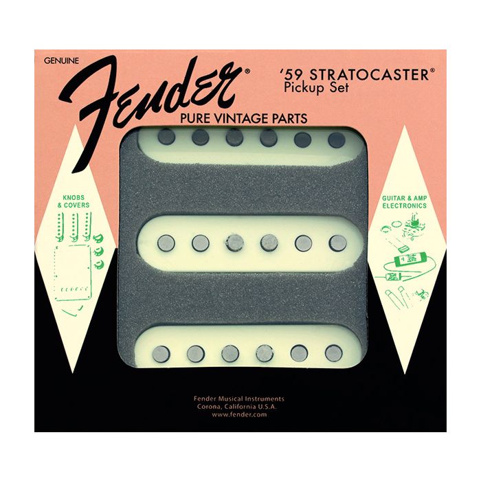 Genuine Fender Pure Vintage '59 StratocasterGuitar Pickups Set - AGED WHITE