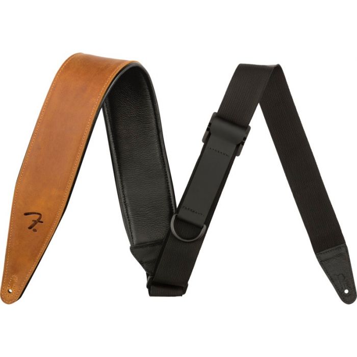 Fender RIGHT HEIGHT Leather Guitar Strap, Cognac, 2.5" in. Wide, 099-0694-321