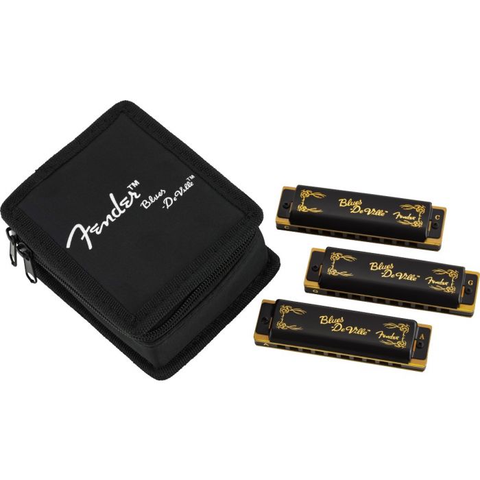 Fender Blues DeVille Harmonica PACK OF 3 with Case - Keys C, G, A