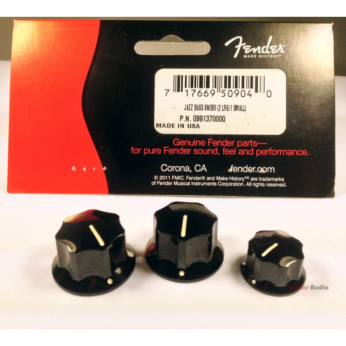Genuine Fender Black Jazz/J Bass Replacement Skirted Control Knobs - Set of 3