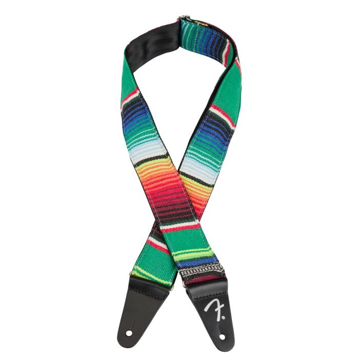 Genuine Fender 2" Wide, Mexican Serape Pattern, Green Multi-Colored Guitar Strap