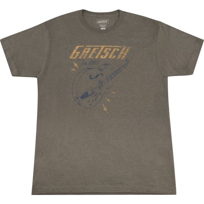 Gretsch Guitars Lighting Bolt Graphic T-Shirt, Brown, XL, EXTRA-LARGE
