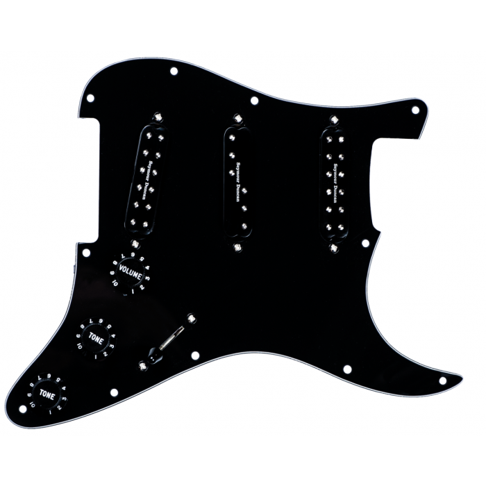 SEYMOUR DUNCAN Everything Axe Prewired/Loaded BLACK Pickguard for Strat
