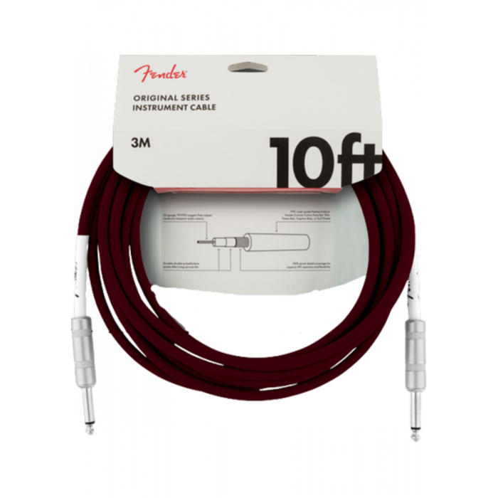 Fender Professional Series OXBLOOD RED Guitar/Instrument Cable, Straight, 10' ft