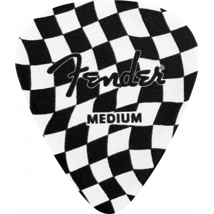 Genuine Fender Wavy Checkerboard 351-Shape Guitar Picks, Medium, 8-Pack