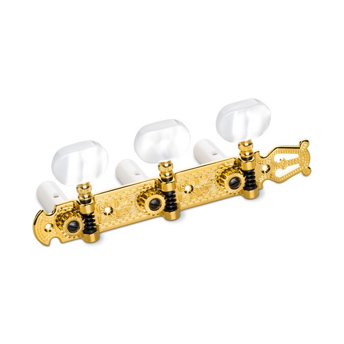 Schaller Germany 3x3 Classic Lyra Classical Guitar Tuners - Gold/Pearl