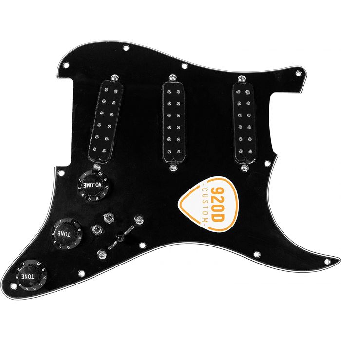 920D Fiesta Polyphonics BLACK Loaded Pickguard 7-Way/2-Toggle for Fender Strat