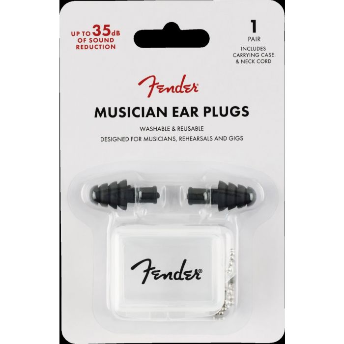 Fender Musician Ear Plugs, 27dB Noise Reduction Rating, One Pair with Case