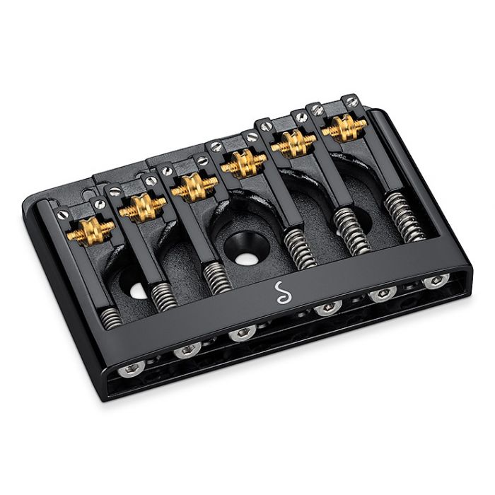 Schaller Germany 3D6 6-String Flatmount Roller Guitar Bridge, BLACK 12120400