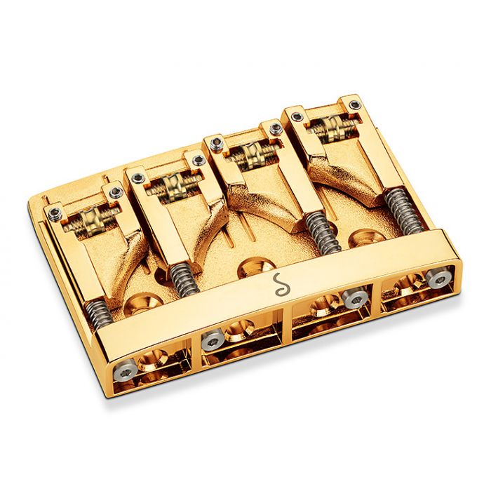 Schaller Germany 3D4 4-String Flatmount Roller Bass Bridge, GOLD 12130500