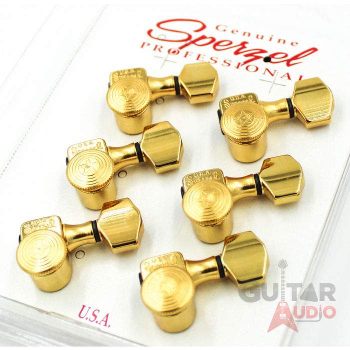 Sperzel 6-IL 40th Anniversary STAR KNOBS Trimlok Staggered Tuners - GOLD PLATED