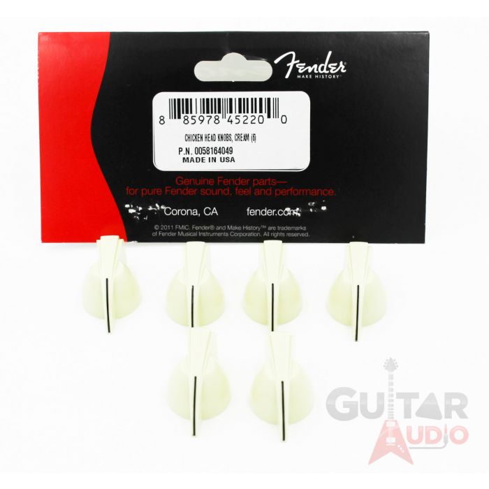 Genuine Fender Chicken Head Pointed Amplifier/Amp Control Knobs, Set of 6, CREAM