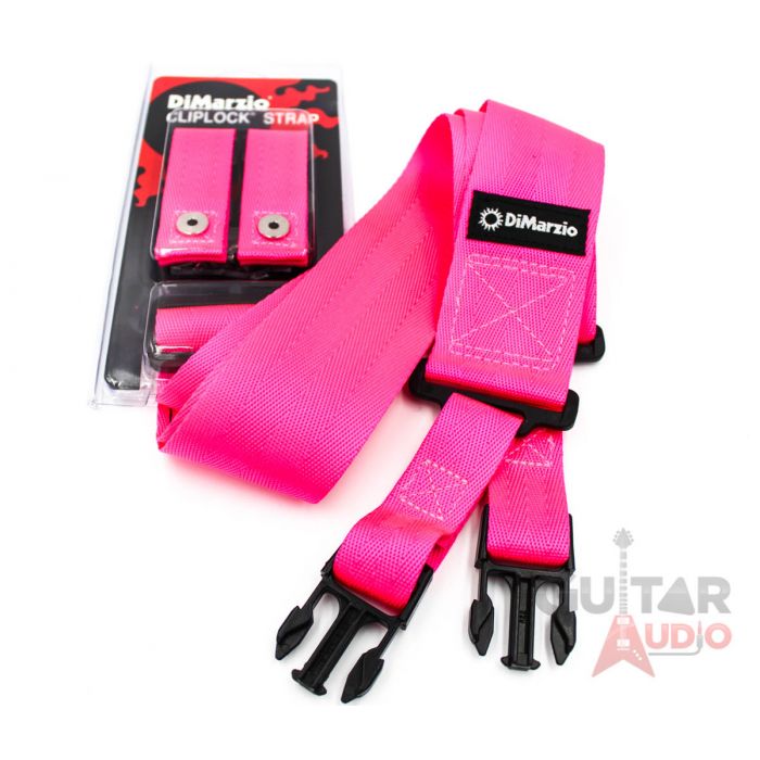 DiMarzio ClipLock Quick Release 2" Nylon Guitar Strap - NEON PINK, DD2200PK