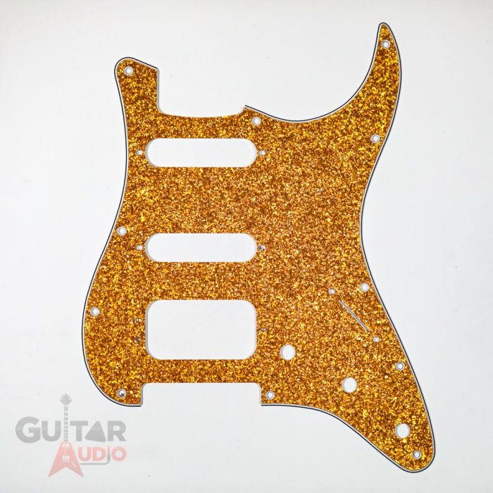 D'Andrea Pro Stratocaster HSS 11-Hole Pickguard, Gold Sparkle, DPP-ST-GOS-HSS