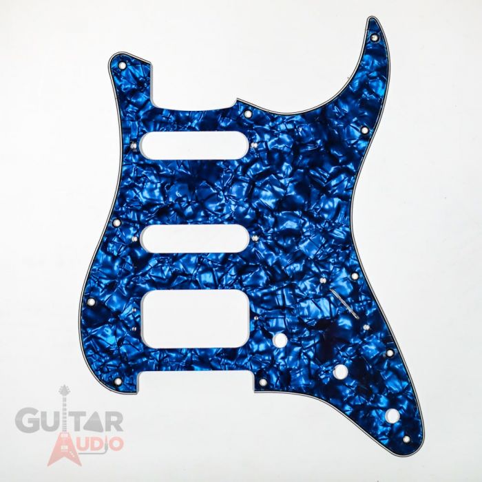 D'Andrea Pro Stratocaster HSS 11-Hole Pickguard- Blue Pearl, DPP-ST-BLP-HSS