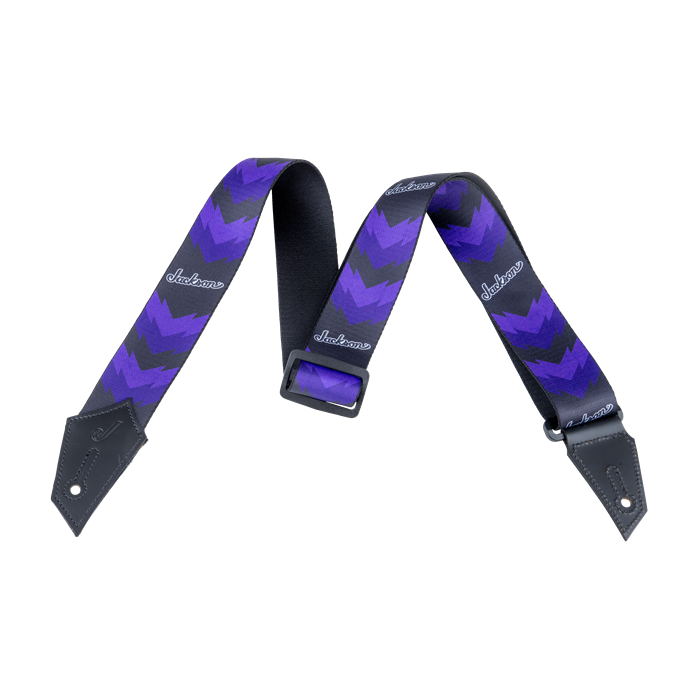 Genuine Jackson Logo Guitar Strap with Double V Pattern, Black/Purple