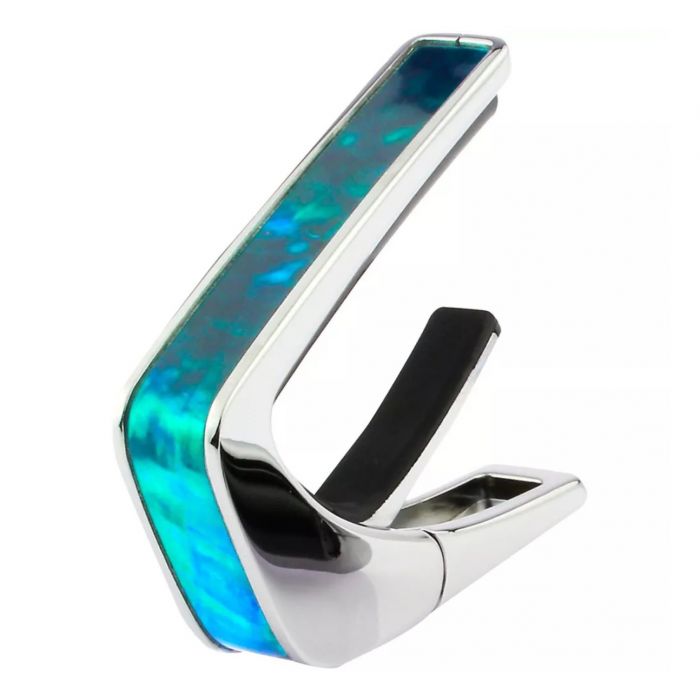 Thalia Shell Collection Guitar Capo - Teal Angel Wing Inlay, Chrome