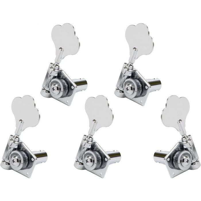 Graph Tech Ratio 5-String 4x1 Clover-Leaf Tuners for Fender Bass, CHROME