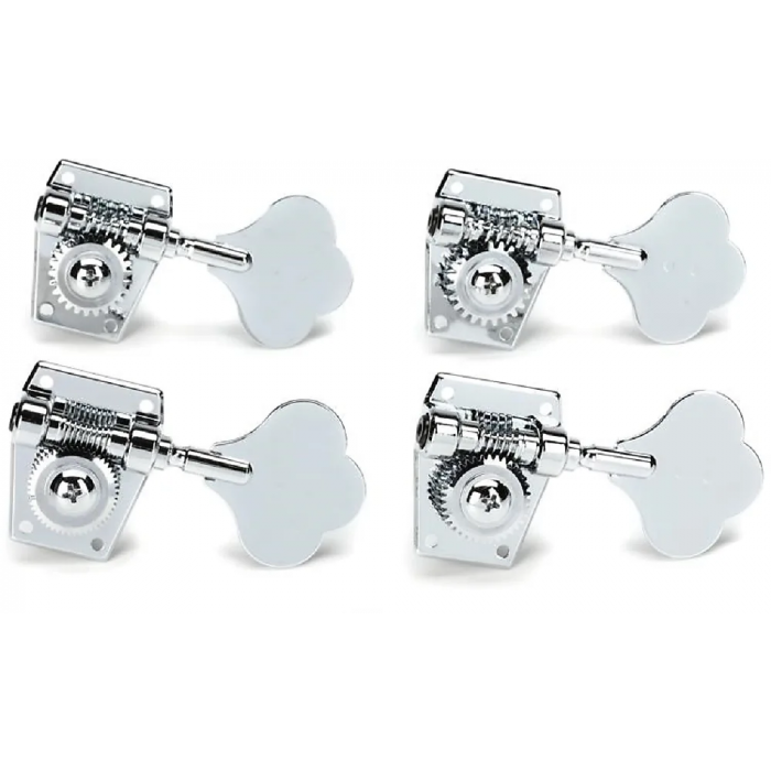 Graph Tech 4-In-Line Ratio Open Back Clover Leaf Button Bass Tuners - CHROME