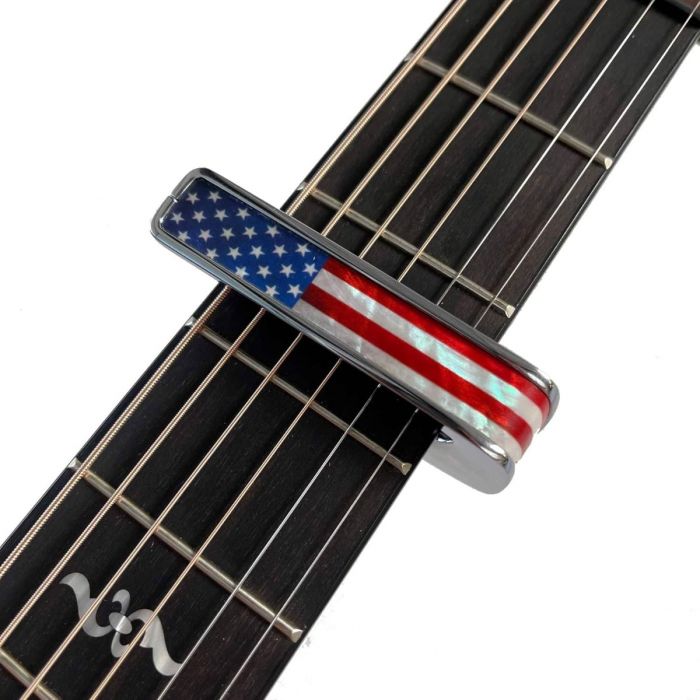 Thalia Deluxe Series Guitar Capo - Stars and Stripes, Chrome